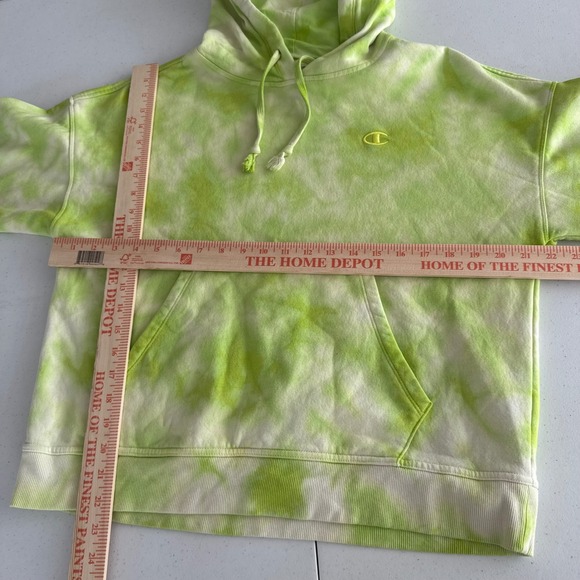 Champion Womens Neon Green Tie Dye Pullover Hoodie Fleece Sweatshirt Athleisure - Picture 5 of 6